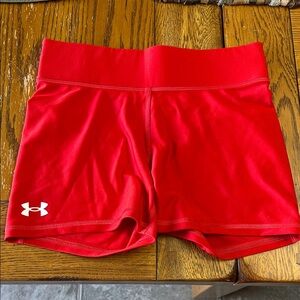 Small Under Armour Women's Bright Red Athletic Shorts.
